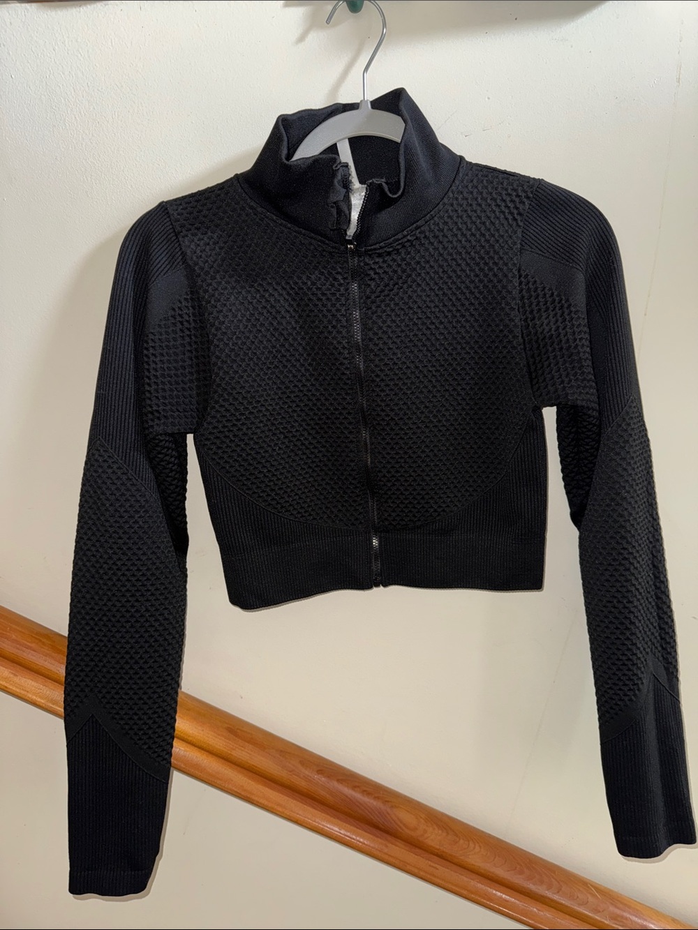 Cropped Black Textured Zip-Front Jacket